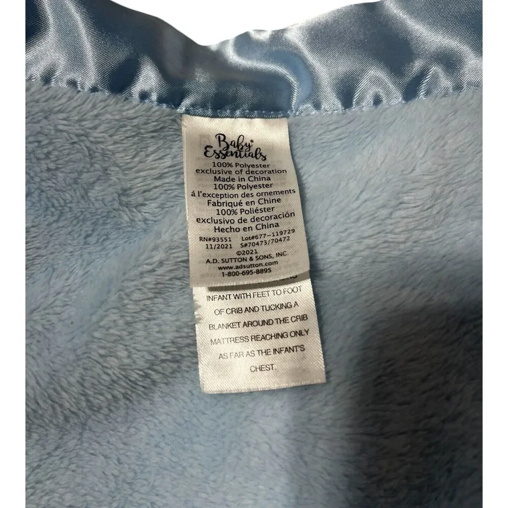 Baby Essentials Blue Baby Blanket Thank Heaven For Little Boys Satin Trim Bear